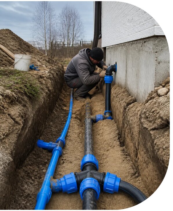 Монтаж наружного водопровода на участке под ключ в Сергиеве Посаде