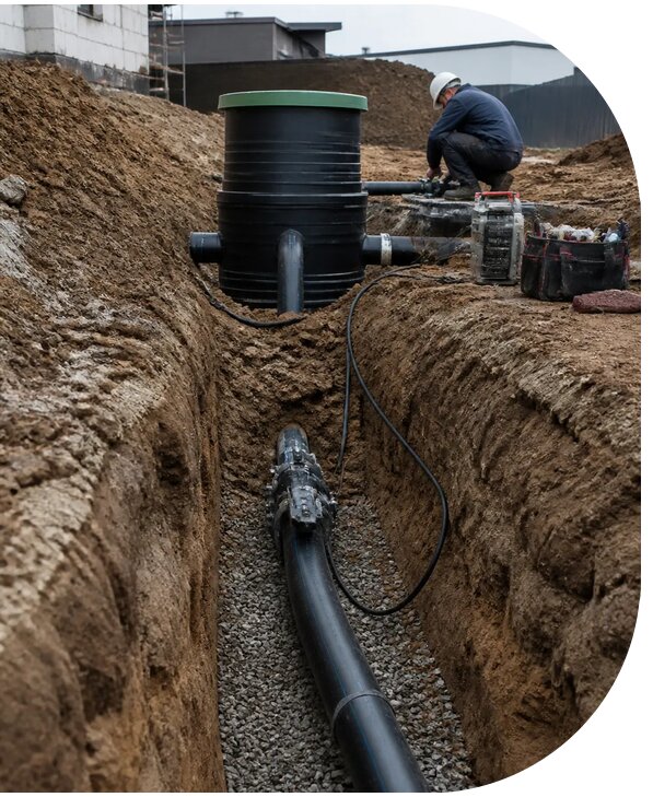 Монтаж напорной канализации для домов и объектов в Сергиеве Посаде